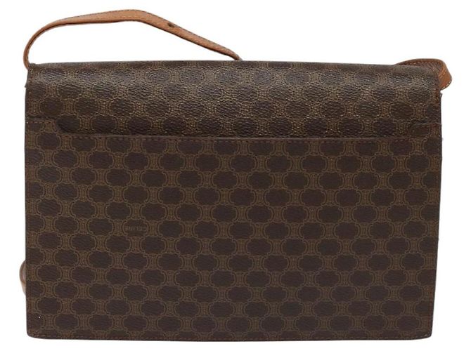 Céline Borsa a spalla in tela Macadam CELINE PVC oro marrone Auth 115119 D'oro - vista 2