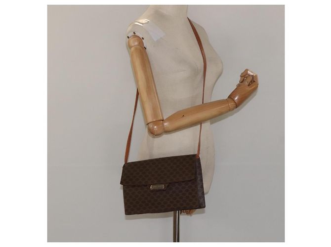 Céline Borsa a spalla in tela Macadam CELINE PVC oro marrone Auth 115119 D'oro - vista 24