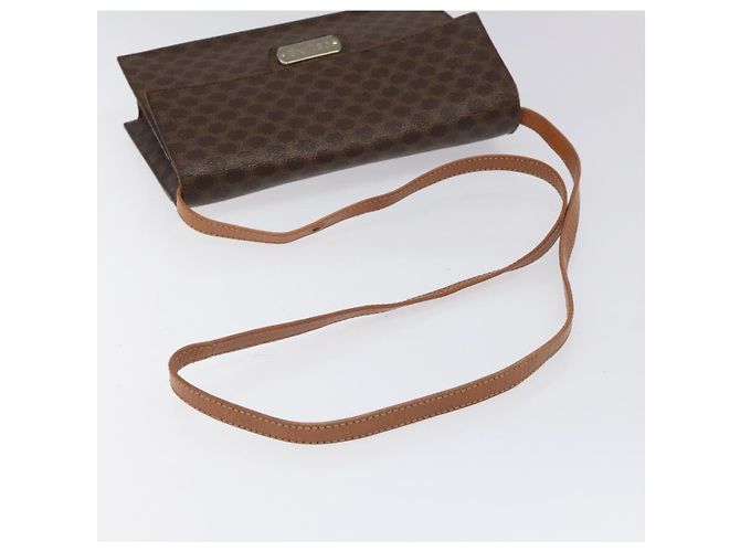 Céline Borsa a spalla in tela Macadam CELINE PVC oro marrone Auth 115119 D'oro - vista 7