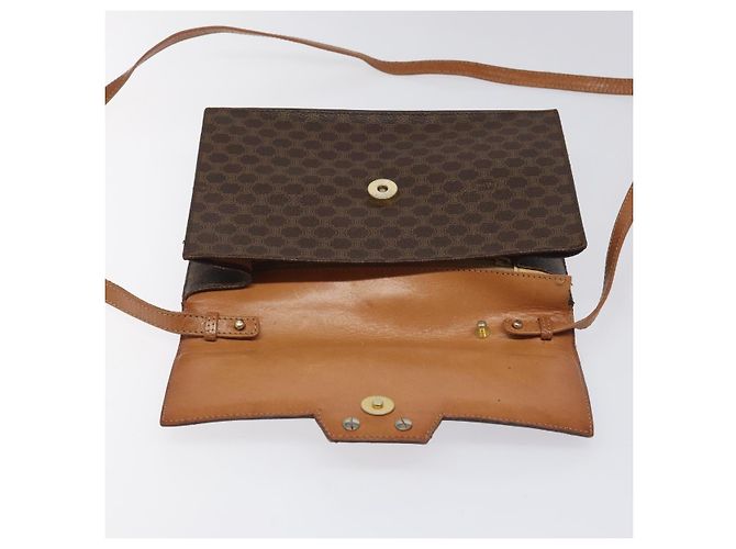 Céline Borsa a spalla in tela Macadam CELINE PVC oro marrone Auth 115119 D'oro - vista 9