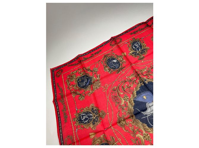 Céline Sciarpa vintage Celine Paris in seta/canvas rossa Rosso - vista 4