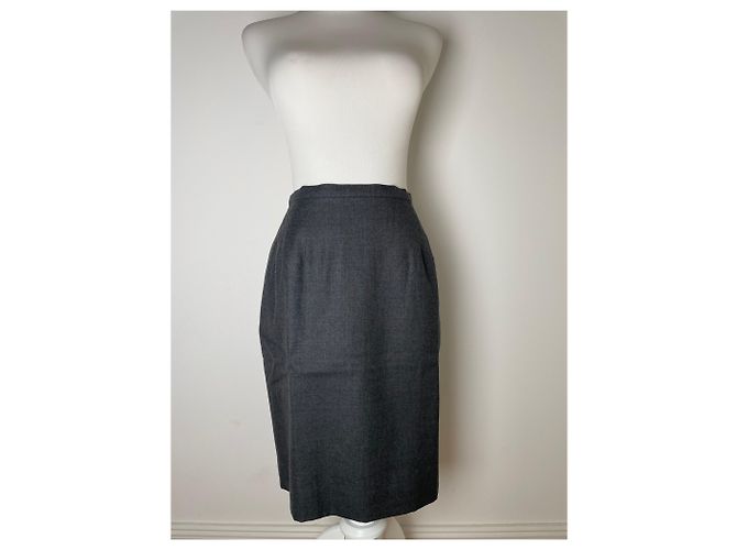 Gonna in lana vintage Dior grigia 38/M Nero - vista 11