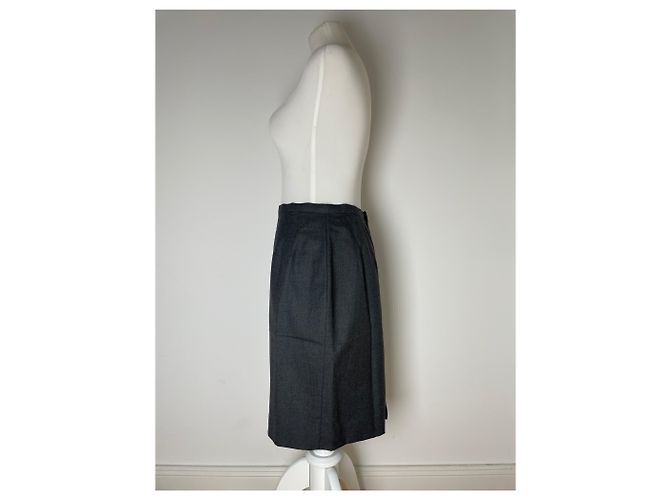 Gonna in lana vintage Dior grigia 38/M Nero - vista 2