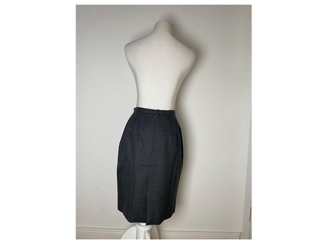 Gonna in lana vintage Dior grigia 38/M Nero - vista 3
