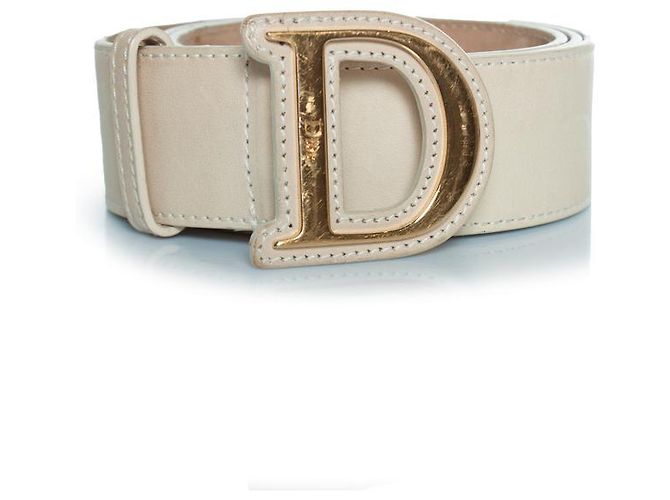 Christian Dior Dior, cinto D com fivela dourada em couro bege - vista 2