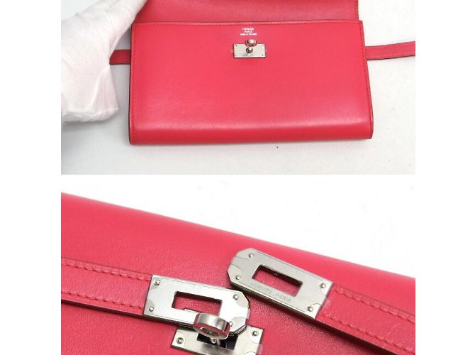 Hermès Cartera Larga con Solapa Hermes Kelly Porte Valeur Rosa - vista 4