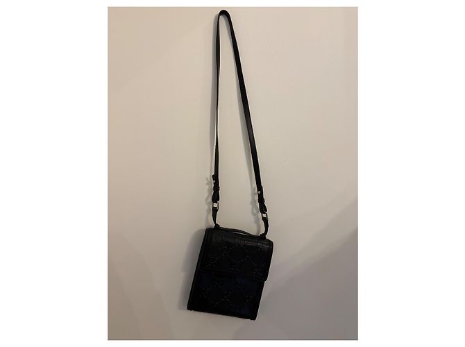 Borsa a tracolla nera Gucci GG in rilievo Nero - vista 7