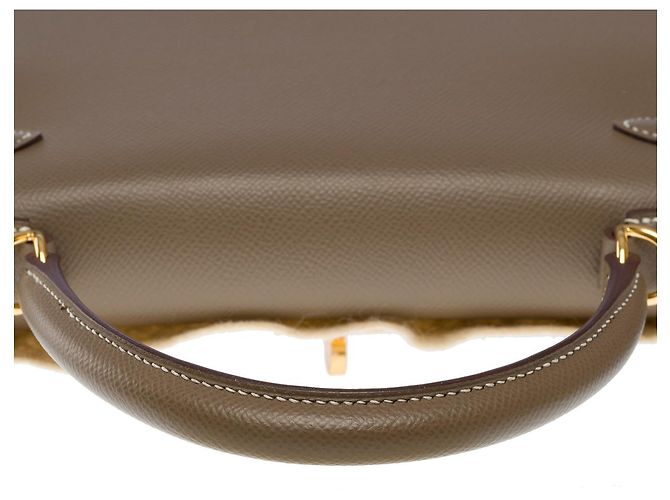 Hermès Sac HERMES Kelly 28 en Cuir Étoupe - 102571 Taupe - vue 10