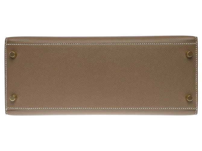 Hermès Sac HERMES Kelly 28 en Cuir Étoupe - 102571 Taupe - vue 11