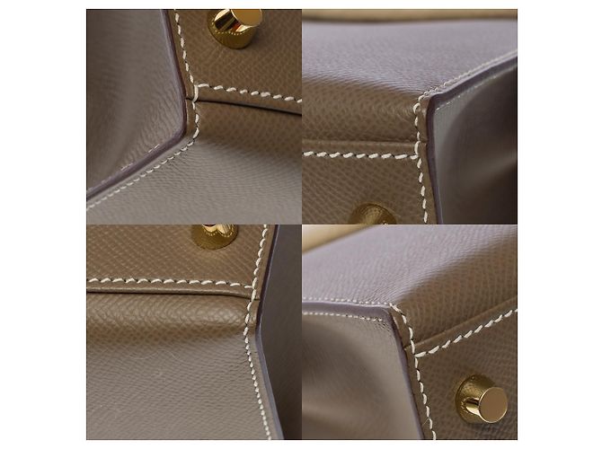 Hermès Sac HERMES Kelly 28 en Cuir Étoupe - 102571 Taupe - vue 12