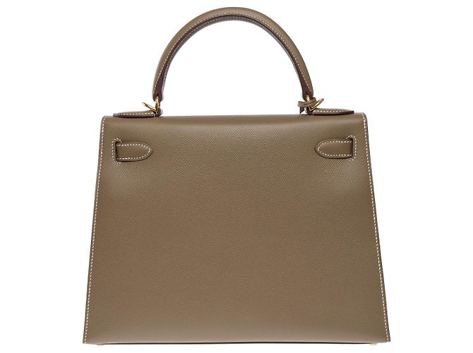Hermès Sac HERMES Kelly 28 en Cuir Étoupe - 102571 Taupe - vue 4