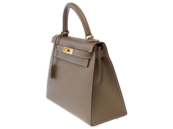 Hermès Sac HERMES Kelly 28 en Cuir Étoupe - 102571 Taupe - vue 5