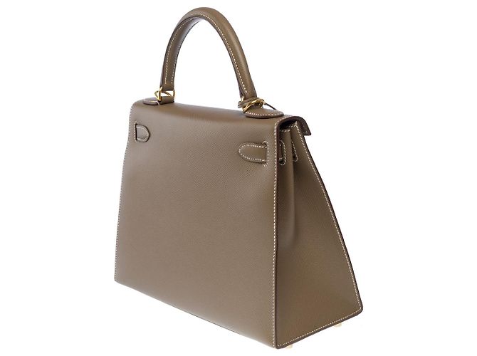 Hermès Sac HERMES Kelly 28 en Cuir Étoupe - 102571 Taupe - vue 6