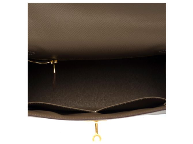 Hermès Sac HERMES Kelly 28 en Cuir Étoupe - 102571 Taupe - vue 9