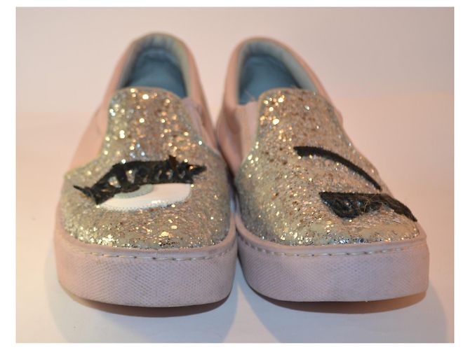 Sneakers Chiara Ferragni rosa e argento pelle taglia 35 - vista 3