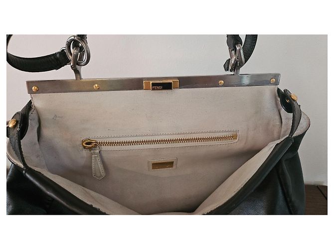 Borsa Fendi Peekaboo 40 in pelle nera Nero - vista 10