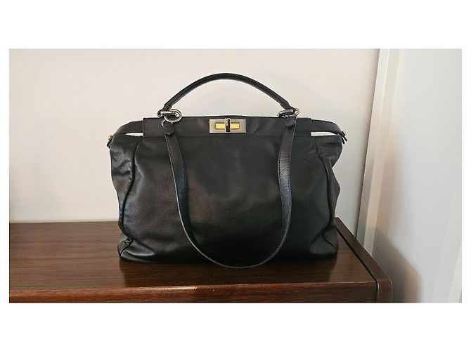 Borsa Fendi Peekaboo 40 in pelle nera Nero - vista 4
