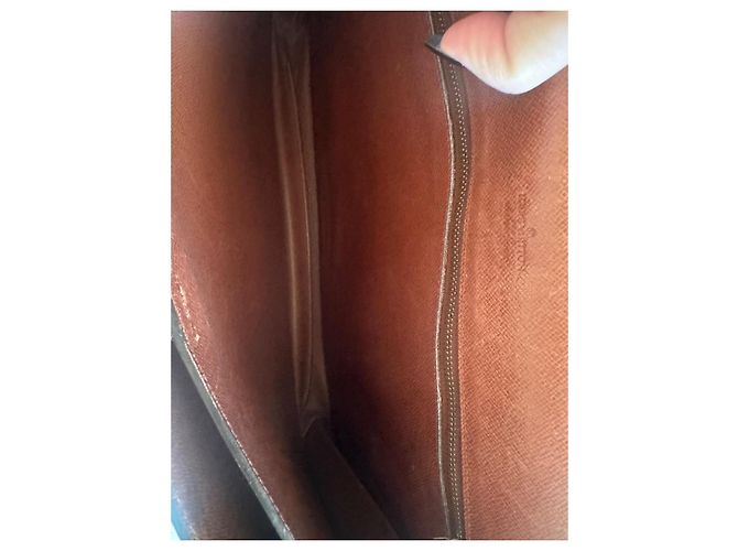 Vintage leather and canvas Louis Vuitton briefcase Brown - view 14