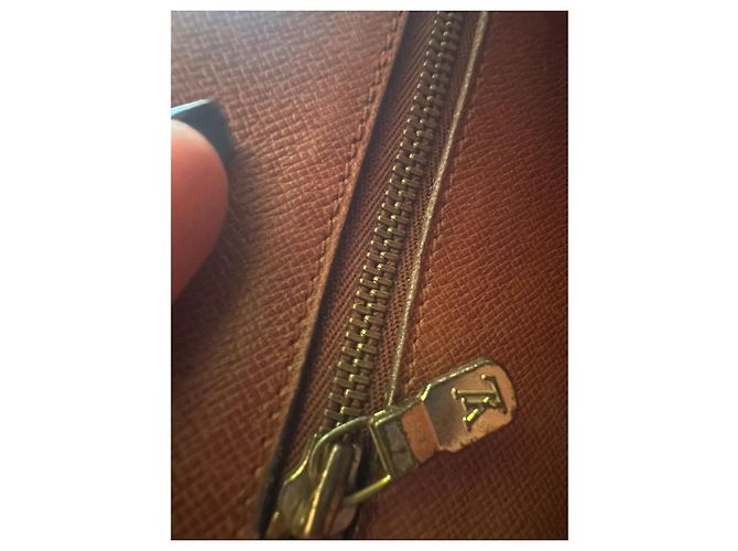 Vintage leather and canvas Louis Vuitton briefcase Brown - view 17