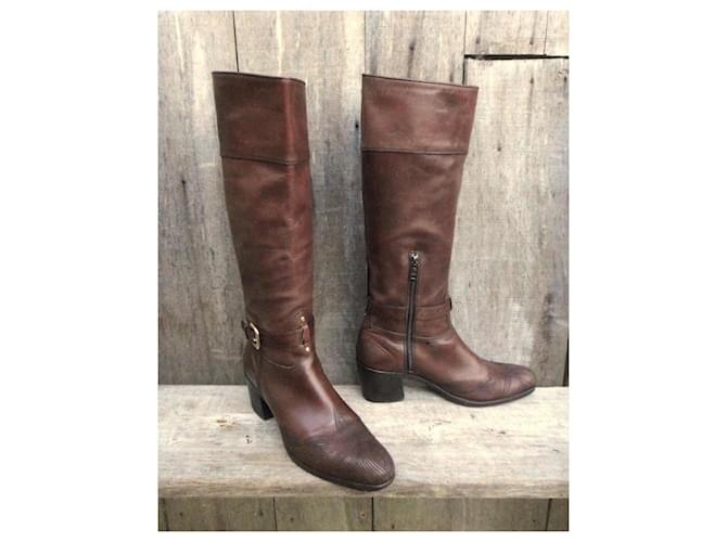 Botas Prada de cuero marrón Castaño - vista 2