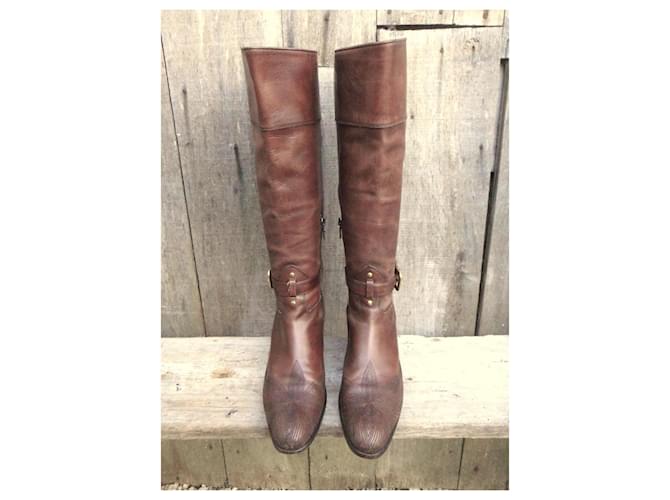 Botas Prada de cuero marrón Castaño - vista 4
