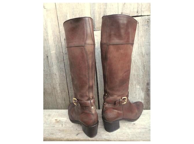 Botas Prada de cuero marrón Castaño - vista 5