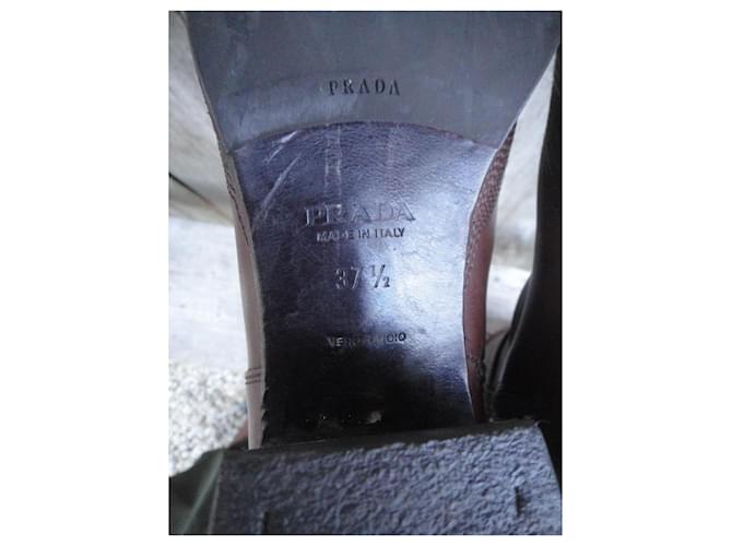 Botas Prada de cuero marrón Castaño - vista 8
