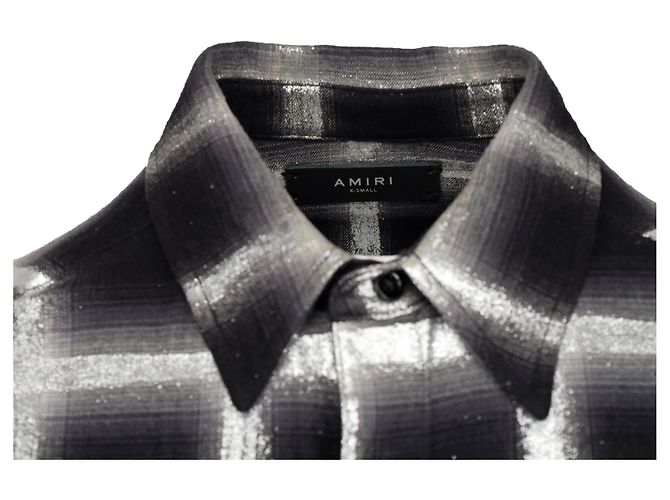 Camicia oversize a quadri glitter Amiri - '10s Nero - vista 6