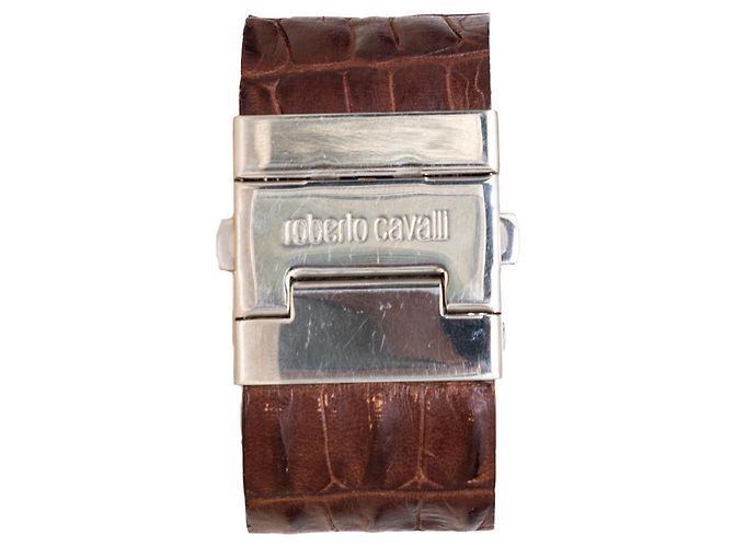 Roberto Cavalli braune Lederuhr - '10s - Ansicht 2