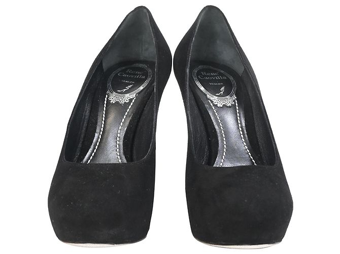 Rene Caovilla Pumps con plateau René Caovilla in suede nero - vista 2