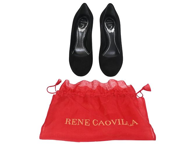 Rene Caovilla Pumps con plateau René Caovilla in suede nero - vista 8