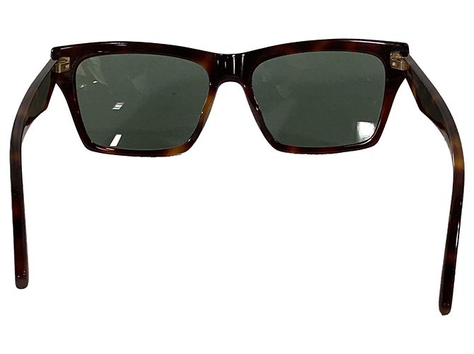 Saint Laurent Tortoiseshell Rectangular Sunglasses in Brown Acetate - view 2