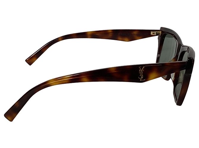 Saint Laurent Tortoiseshell Rectangular Sunglasses in Brown Acetate - view 3