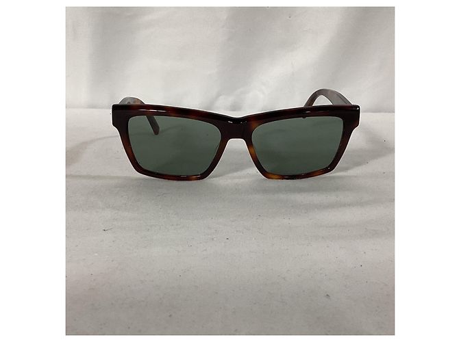 Saint Laurent Tortoiseshell Rectangular Sunglasses in Brown Acetate - view 6