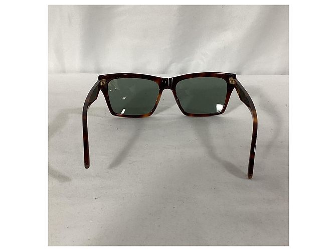 Saint Laurent Tortoiseshell Rectangular Sunglasses in Brown Acetate - view 7