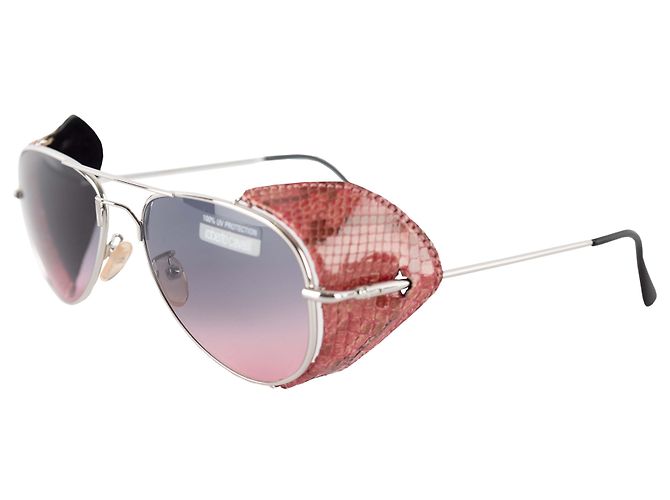 Gafas de sol aviador de piel de serpiente Roberto Cavalli - '10s Plata Metálico - vista 2