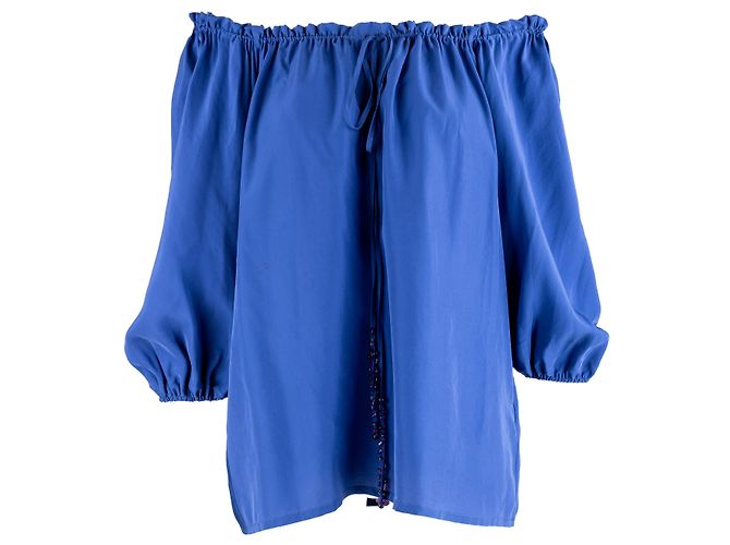 Blumarine gerafftes Halsoberteil - 10er Jahre Blau - Ansicht 2