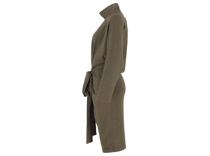 Tom Ford Belted Jumper Dress In Green Cashmere Brown Red - view 2