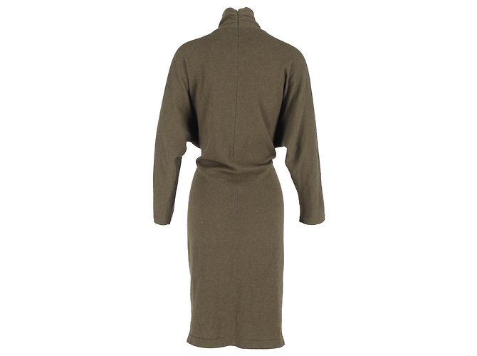 Tom Ford Belted Jumper Dress In Green Cashmere Brown Red - view 3