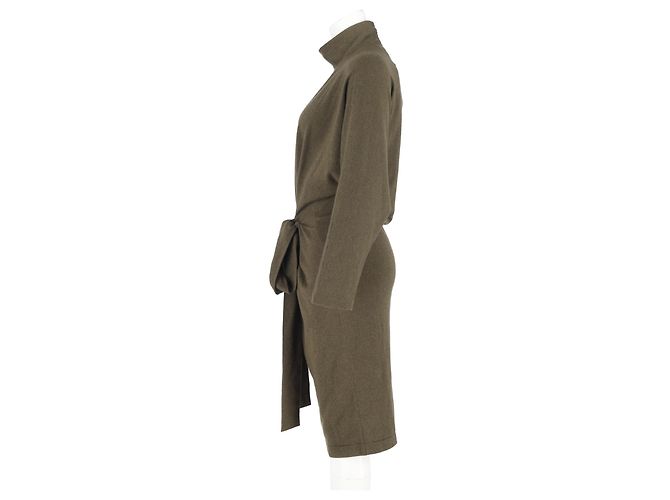 Tom Ford Belted Jumper Dress In Green Cashmere Brown Red - view 5