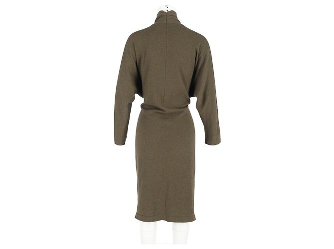 Tom Ford Belted Jumper Dress In Green Cashmere Brown Red - view 6