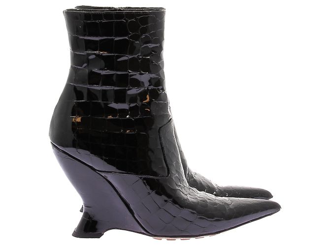 BOTTEGA VENETA Botas de tobillo T.EU 37.5 Cuero charol Negro - vista 2