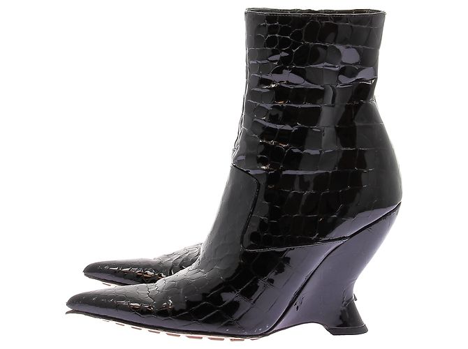 BOTTEGA VENETA Botas de tobillo T.EU 37.5 Cuero charol Negro - vista 3