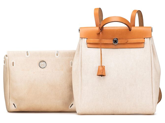 Hermès Brauner Toile Herbag Rucksack Hellbraun - Ansicht 18