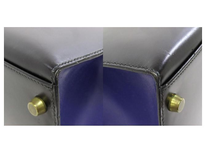Hermès Borsa Hermes Kelly 32 in pelle box calf Nero Blu - vista 10