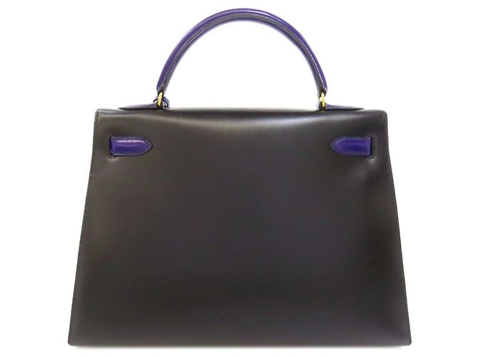 Hermès Borsa Hermes Kelly 32 in pelle box calf Nero Blu - vista 2