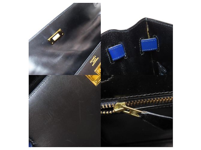 Hermès Borsa Hermes Kelly 32 in pelle box calf Nero Blu - vista 5