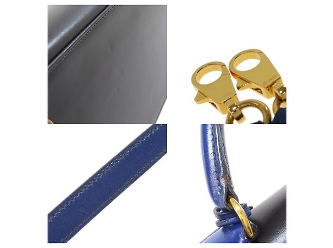 Hermès Borsa Hermes Kelly 32 in pelle box calf Nero Blu - vista 8
