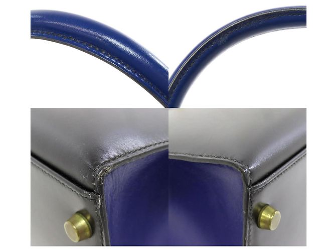 Hermès Borsa Hermes Kelly 32 in pelle box calf Nero Blu - vista 9