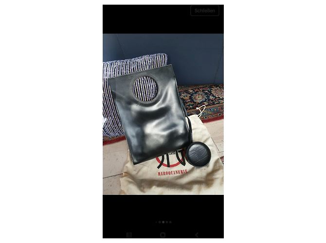 Sac à main Jean Paul Gaultier en cuir lisse noir brillant - vue 6